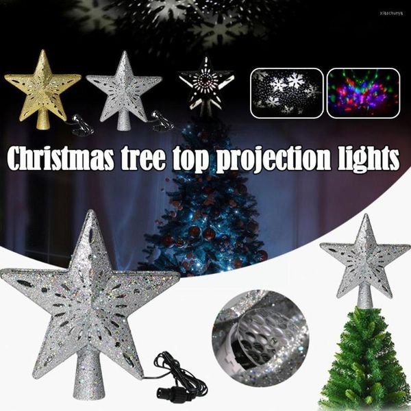 Décorations de Noël Arbre Led Projection Lumière Top Lumières Avec 3d Glitter Rotation Intégré Étoile Décor Toppe Z9s1