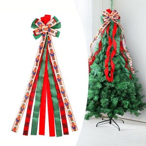 Kerstversiering Boom Lange Lint Strikken Hangende Kerst Top Ornamenten 2024 Jaar Feestcadeau Bruiloft Decoratie