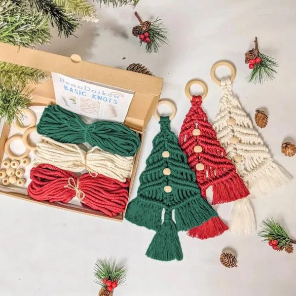 Decoraciones navideñas Tree Macrame Kit de bricolaje para principiantes adornos colgantes La pared navideña viene con paso por