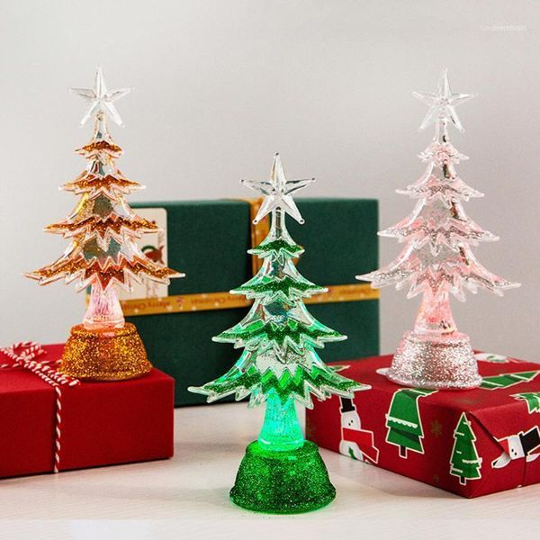 Adornos navideños, árbol, Feliz LED, cambio de Color, Mini Navidad, hogar, mesa, fiesta, decoración, encanto 2022