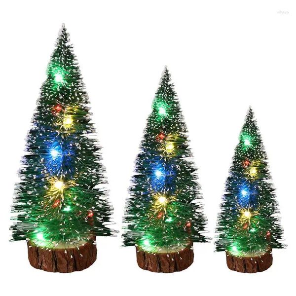 Decoraciones de Navidad adornos de árboles 3pcs adornamiento de escritorio en miniatura liderado para dormitorio jardín de jardines dormitorios para niños y más