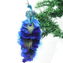 Décorations de Noël ornements d'arbre paillettes plume ornement de paon décoratif suspendu art artisanat cadeau