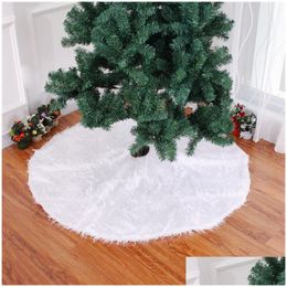 Decorações de Natal Árvore Saia de Pelúcia Branca de Neve Veet Merry Trees Dress Festive Party Decoração para Casa Drop Delivery Suprimentos para Jardim Dhbvl