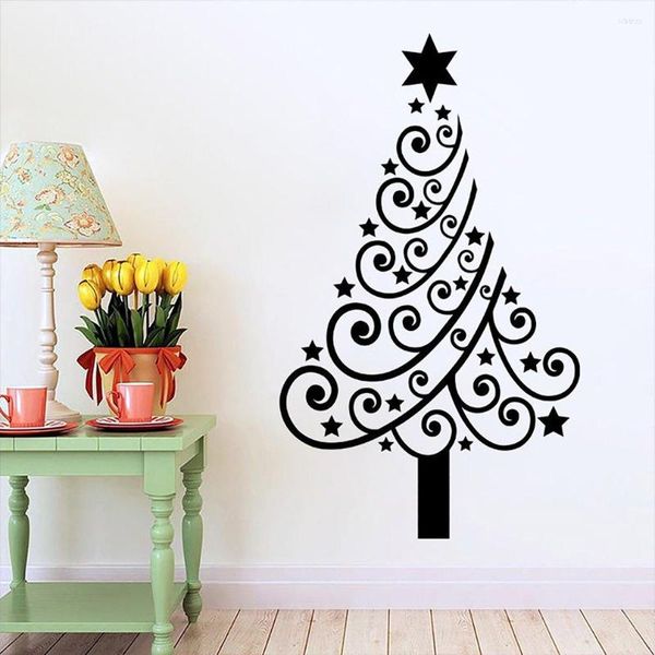 Decoraciones navideñas, árbol, pegatina de pared extraíble, decoración del pasillo, arte para sala de estar
