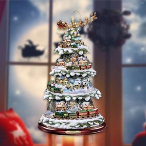 Christmas Decorations Tree Rotating Sculpture Train Paste Window Stickers Decoratie Doll Hang Navidad Home Decoration