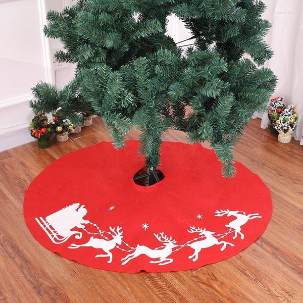 Falda de árbol de adornos navideños 2023 diseño de escena de El hogar blanco puro felpa alce rojo impreso fondo decorativo