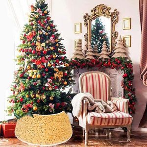 Decoraciones navideñas Falda de árbol Estilo de granja alternativo Conjunto de cuello base de lentejuelas brillantes Festivo