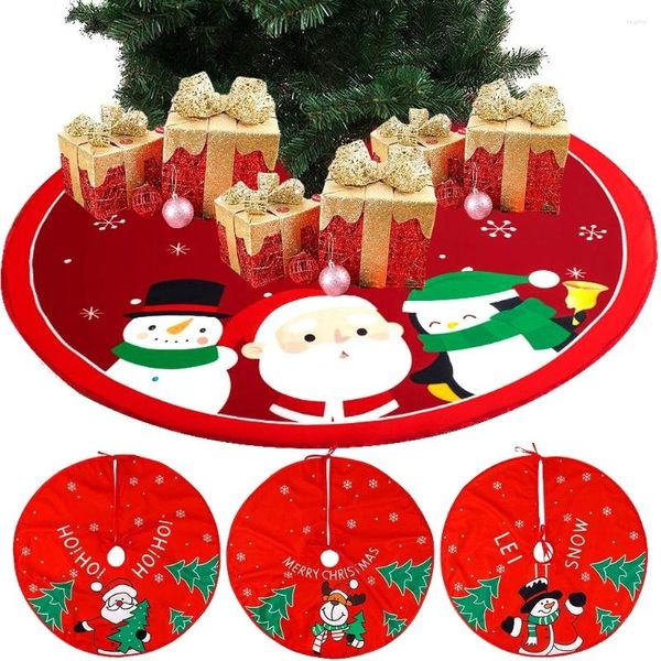 Adornos navideños para falda de árbol, Base de Navidad, Papá Noel, muñeco de nieve, patrón de alces, alfombra de suelo de franela o decoración de fiesta de felpa corta