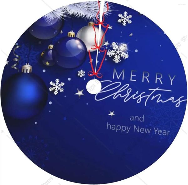 Décorations de Noël Jupe d'arbre Boule bleue Branche de sapin Tapis de flocon de neige pour les vacances Année de Noël Ornement de la maison