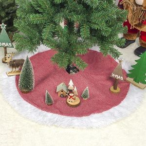 Kerstdecoraties Boomrok Natuurlijke jute jute vlakte met met de hand genaaide witte decor rustieke Xmas Holiday Supplies1