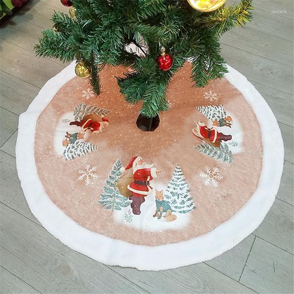 Décorations de Noël Arbre Jupe Tapis Fête Bijoux Décoration Maison Tablier En Tissu Brossé 98cm ZY3