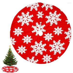 Jupe d'arbre de décorations de noël avec flocons de neige, tapis de flocon de neige rouge et blanc pour l'année d'hiver