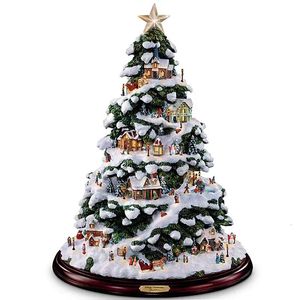 Decoraciones navideñas árbol giratorio tren decoración PVC pegatina ventana invierno hogar 231121