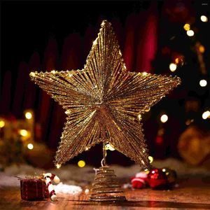 Adornos navideños Árbol Estrella Topper Adornos de luz Upled Stars Iluminado Brillo dorado Decoración vintage Luces de metal Treetop