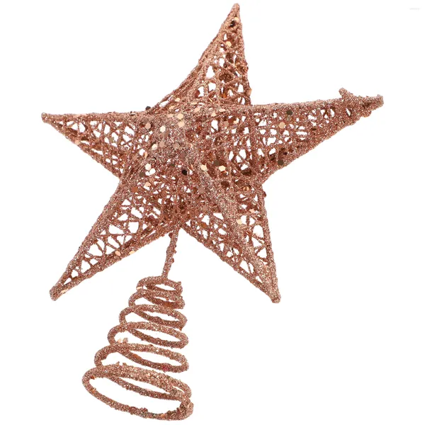 Decoraciones navideñas Tope de estrellas Toppers adornos decoración de la decoración del brillo del reeteper de metal de oro estrellas brillantes