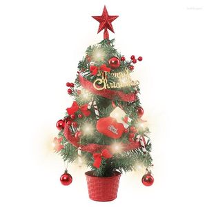 Adornos navideños Mesa de árbol Impresionante con luces LED y Mini juego de adorno superior DIY