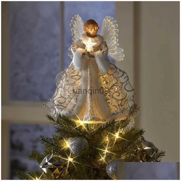 Décorations de Noël Tree Top Angel Light Lampe LED Ornement Art Artisanat Fournitures pour intérieur extérieur jardin cour cadeau livraison directe H DH84P