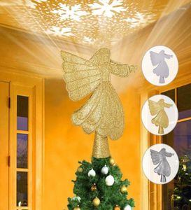 Weihnachtsdekorationen, Baumkrone, verziert mit rotierendem Engel, Schneeflocke, LED-Anzeige, US-Stecker 2819522