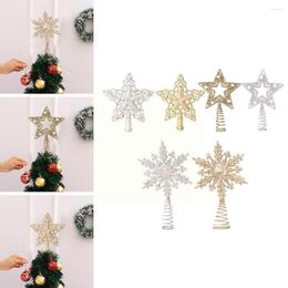 Decoraciones navideñas Árbol superior Plástico Cebolla dorada en polvo Fancy Twinkling Pointed Five Light Decoración Estrella Copo de nieve Antideslizante y N0G6