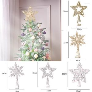 Décorations de Noël arbre supérieur étoile paillette creux en plastique or et argent pentagramme ornements de flocon de neige 3d pendentif décoration de Noël