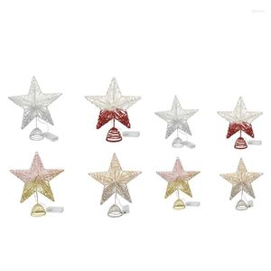 Kerstdecoraties Tree Top Star Led Light Glitter Xmas Trees Ornament for Home Festival Party Decoration Holiday Drop