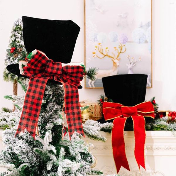 Décorations de noël arbre Topper décoration créative grand arc chapeau de père noël pendentifs de noël 2023 année chapeaux de fête ornements Noel