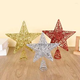 Kerstversiering Boom Topper Ster Goud Zilver Glitter Vijfpuntige Hanger Kerst Top Ornamenten Voor Thuis Navidad Jaar Decor