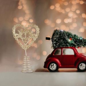 Kerstdecoraties Tree Topper Star Heart Glitter Treetop Holiday Decoration Cupid Wedding Ornament Iron Gold Party Metal