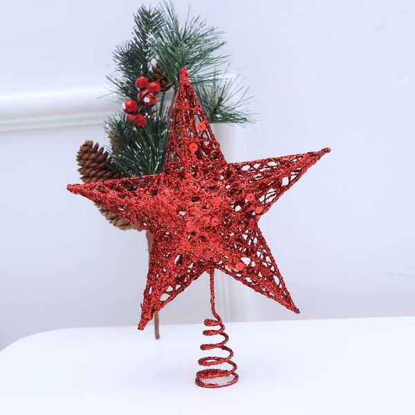 Décorations de noël arbre Topper étoile décor à la maison éclairé noël étincelant fournitures fête rotatif métal saint valentin support Gloden