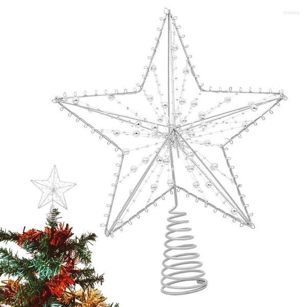 Decoraciones navideñas para árbol, decoración de copa de árbol hueca 3D de Metal con estrella, decoraciones temáticas con aspecto clásico adecuado para regalar