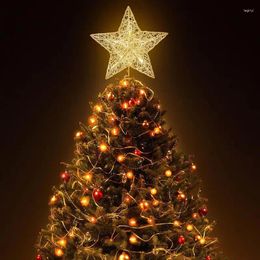 Décorations de Noël, décoration de sommet d'arbre, étoile, décoration de cime d'arbre, fil de fer lumineux, lampe LED à cinq branches