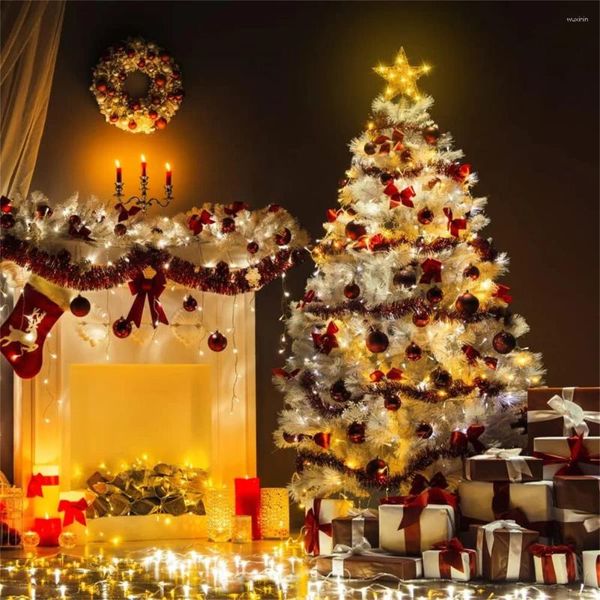 Décorations de Noël Cimier d'arbre avec lumières LED Base en forme de ressort 11,8 '' X 9,85 '' Étoile creuse pour le décor de vacances de Noël