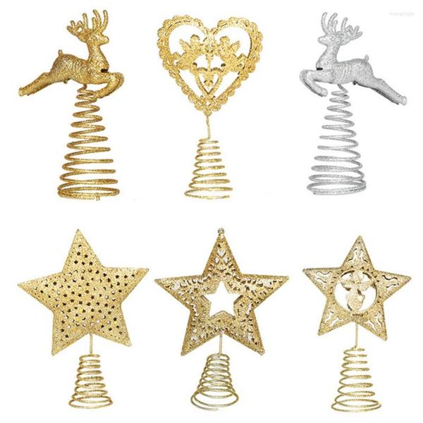 Décorations de noël arbre Topper en fer forgé amour coeur wapiti étoile ornements pour la maison haut de noël 2022 an décor nouveauté