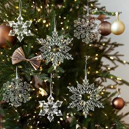 Décorations de noël arbre Transparent flocon de neige suspendus ornements arbres de noël pendentif fête décoration bricolage pour la maison Navidad année