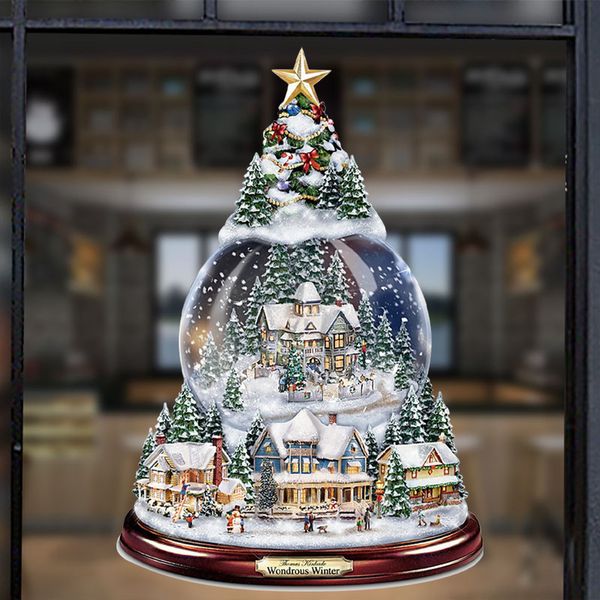 Décorations de noël arbre fenêtre autocollants rotatif Sculpture Train décoration hiver ameublement Navidad 220914