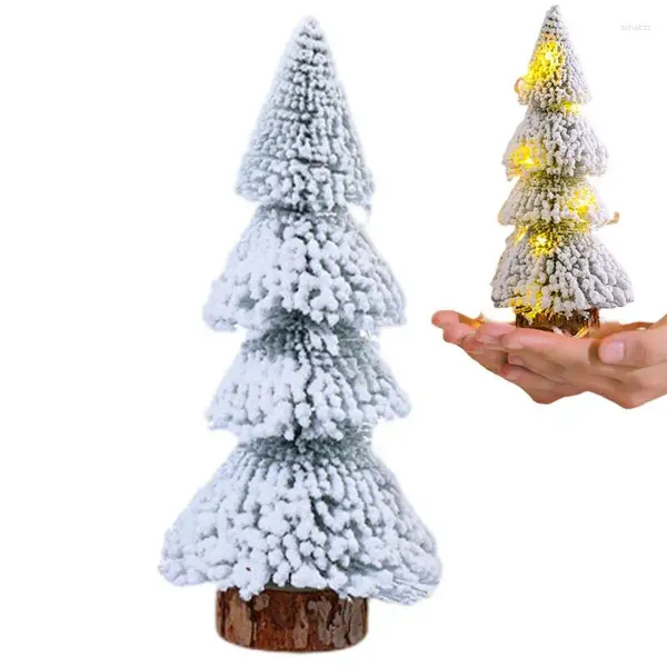 Décorations de Noël arbres en plastique artificiel avec guirlande lumineuse LED dessus de table petit pin de bureau pour la maison fête jardin