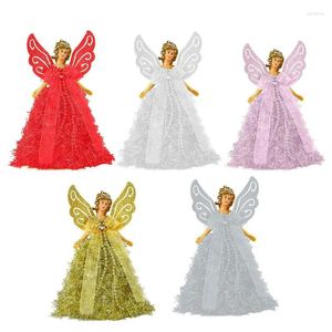 Décorations de Noël Treetop Princess Figurine Angel Tree Topper Élégant avec des ailes Décor Fournitures de fête