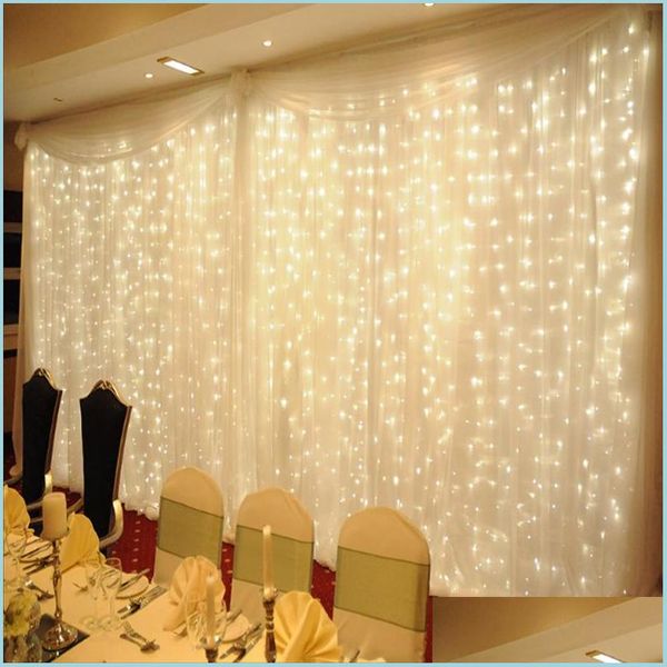 Decoraciones navideñas Twinkle Star Led Fairy Light 300 Cortina de ventana Cadena Fiesta Hogar Jardín Dormitorio Exterior Interior Pared D Dhetk