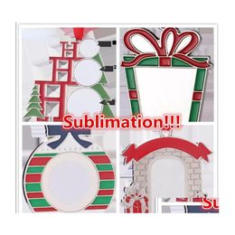 Kerstdecoraties ups sublimatie wit blanco metalen warmteoverdracht kerstman hanger diy boom ornamenten cadeaus 2023 drop leveren dhygj
