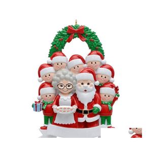 Kerstdecoraties US Stock Kerstboom hanger Cartoon patroon gepersonaliseerd diy naam mooie familie hangende hars ornament gif dhe0t
