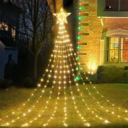 Kerstversiering USB vijfpuntige sterlamp string 2M3M watervallamp binnenplaats buiten camping tuin hangende boomlamp USB kerst ledlamp 230922