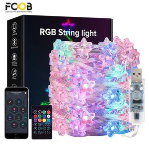 Kerstversiering USB-verlichting String WS2812B RGB Droomkleur Verjaardag Decoratie Feestster Aardbei Kamer App Afstandsbediening Licht 231026