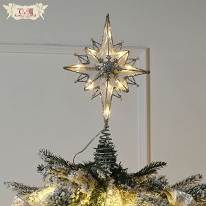 Kerstdecoraties Valery Madelyn Metal Tree Topper Led Lights Star Ornamenten 2023 Home Decor 221130