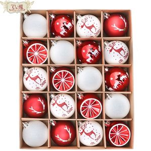 Décorations de Noël Valery Madelyn20pcs 6cm Boules Ornements d'arbre blanc Pendentifs Boule en plastique Décor pour l'année de la maison 220921