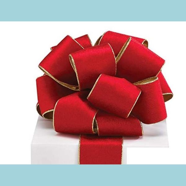Decoraciones navideñas Veet Gold Trim Wide Craft Ribbon Party Decoration para Bow Creations Holidays Decor Gift Wrap Red Drop Dhyci