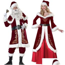 Décorations de Noël Veet Hommes / Femmes Santa Claus Costume Costume Couple Party Pour Noël En Gros Drop Livraison Maison Jardin Festif Suppl Dhhum