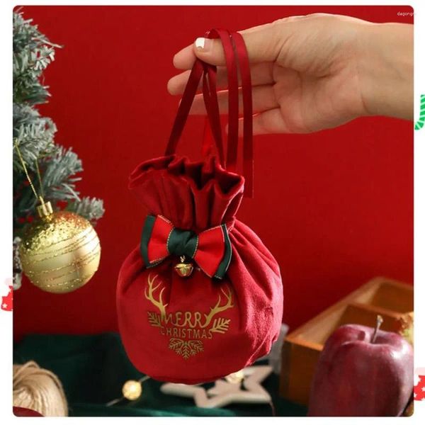 Decoraciones navideñas, bolsas de regalo con cordón de terciopelo, muñeco de nieve, decoración del hogar, bolsa de Navidad, sacos de Papá Noel, decoración de árbol, fiesta