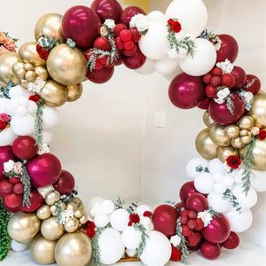 Décorations de Noël Vintage Bordeaux Or Rose Ballons Garland Arch Kit pour Anniversaire Fête Année Décoration 2023 Anniversaire De Mariage Accessoires 221205