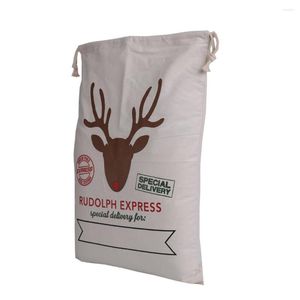 Kerstdecoraties Vintage Gift Bag Decoratie 1 stks Creatieve Kerstman Deer Stijlen Drawtring Canvas Sack Rustic