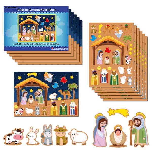 Decoraciones navideñas Murales de pared Religión Jesús Decoración Pegatinas Tienda Etiqueta de vidrio Calcomanías de año de Navidad Carteles para comedor Navidad